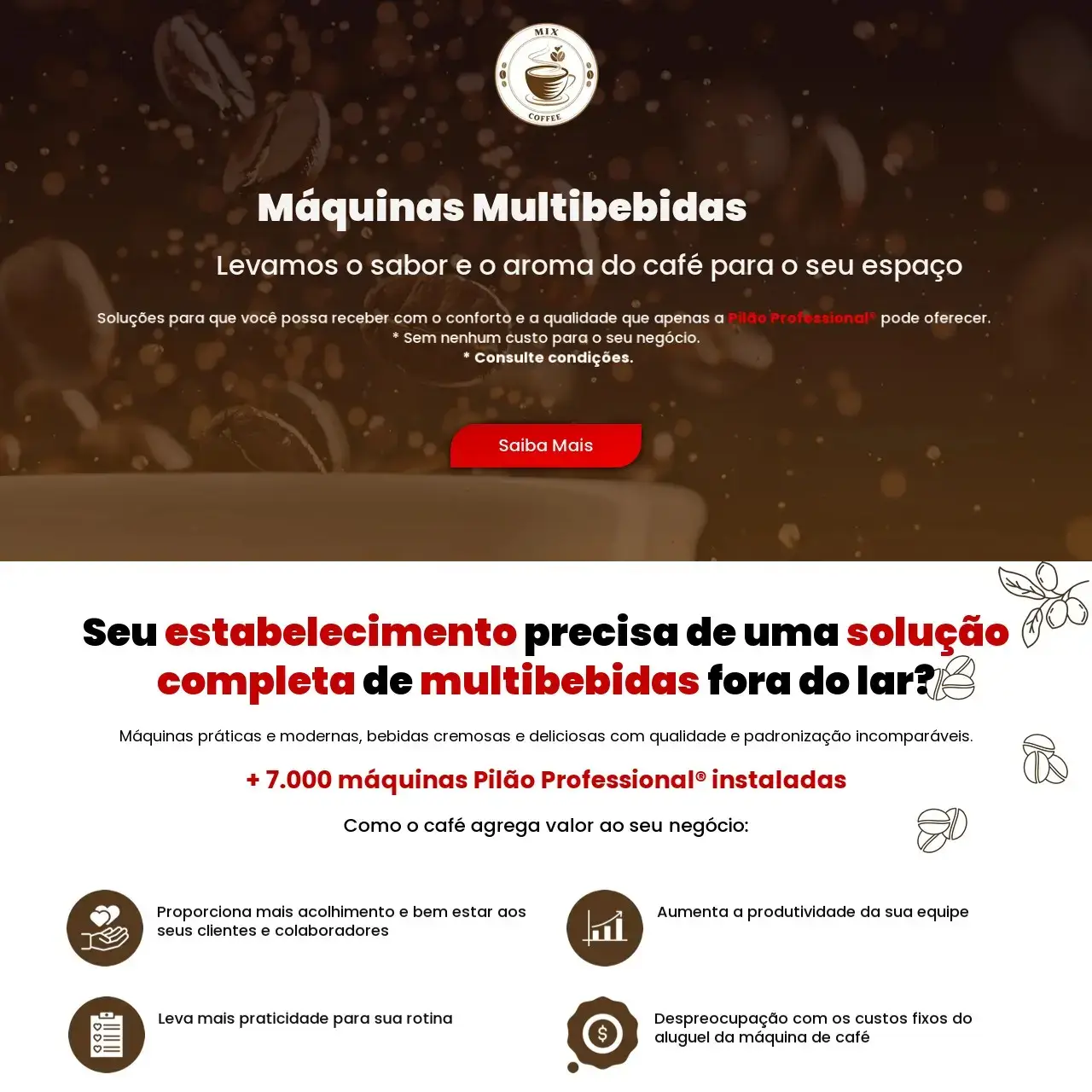 Landing page Mix Coffee - Criação de sites profissionais e e-commerces